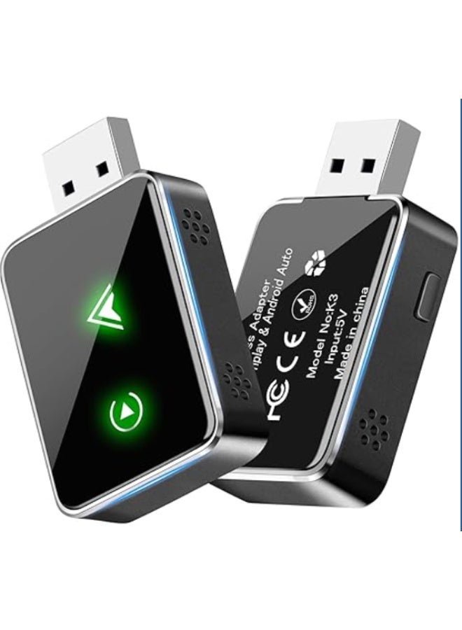 Arabest Wireless CarPlay & Android Auto Adapter 2-in-1, Upgraded Mini Size Wireless Converter for Wired Systems, Fast Auto-Connect, No Latency, Plug & Play, Compatible with USB-A & USB-C - Image 1